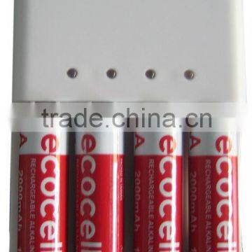 1.5v 4 cells Rechargeable alkaline battery charger