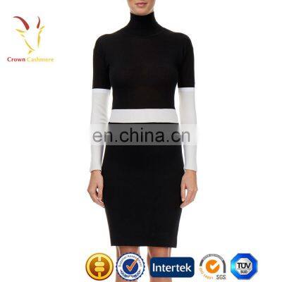 Fashion Two Color Winter Long Sleeve Turtleneck Slim Fit Sweater Dress photo-3