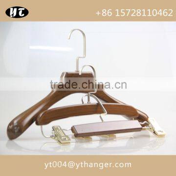 high gloss brown wooden hanger and pants hanger with custom size and logo