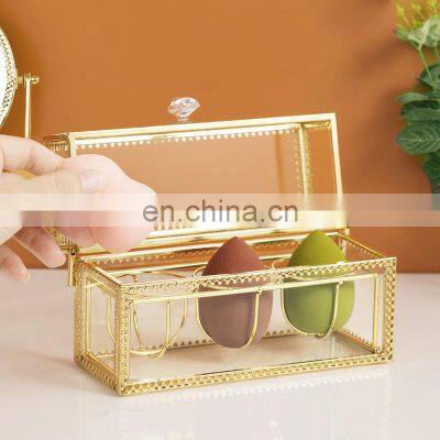 Makeup Organizer Luxury Gold Acrylic Vanity Holder Cosmetic Powder Puff Lipstick Beauty Egg Box Make Up Makeup Storage Organizer