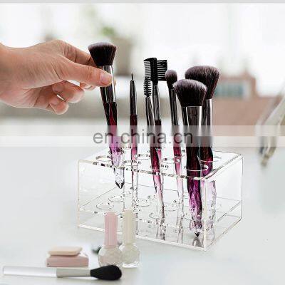 Clear Acrylic Makeup Brush Holder Acrylic Makeup Brush Organizer With 14 Slots photo-3