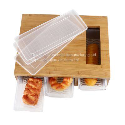 Custom Bamboo Cutting Board with Tray Storage Boxes Container Kitchen Food Vegetable Meat Fruit Chopping Block with Drawer