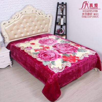 truelove  flower muslim south american  korean  3d mink polyester raschel winter soft  bed throw blanket