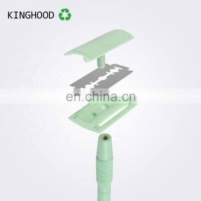 Private Label Classical Metal De Saftey Razer Brass Reusable Long Handle Double Edge Shaving Safety Razor For Men photo-4