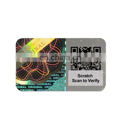 Custom scratch QR code security authentication 3d hologram sticker for medicine packaging