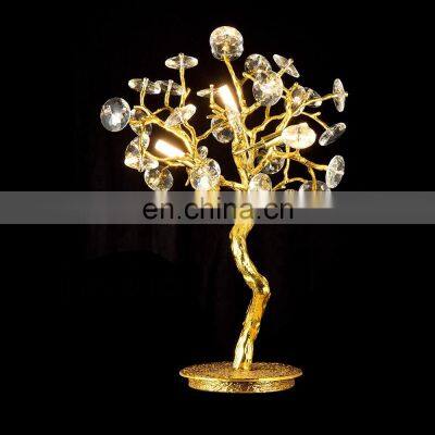 wholesale luxury glass table lamp tree branch flower shape hotel restaurant bedroom home decor desk lamp