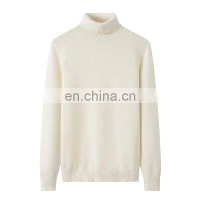 100% Knitted Turtleneck Pullover Sweater High Quality Casual Solid Cashmere for Women Front Logo for Winter