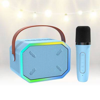 Bluetooth mini wireless karaoke party led lights speaker bone conduction portable audio player with fm radio logo