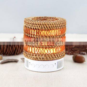 2016 New design Vietnamese rattan weaving portable originality bluetooth speaker with colorful led light