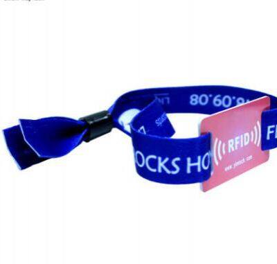 Contactless NATG213 144Bytes One Time Used Woven Rfid Wristband Custom Rfid Fabric Wristbands for Amusement Park
