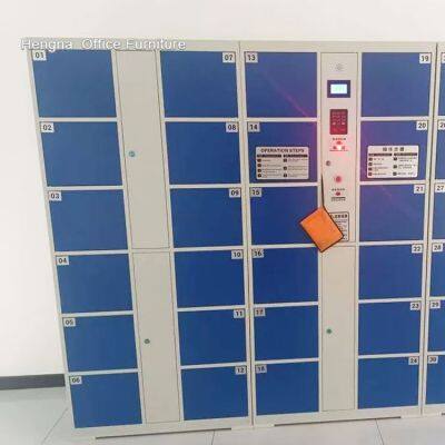 Smart Barcode Storage Locker with Digital Keypad and LCD Display|Blue 24-door Barcode Depository Locker