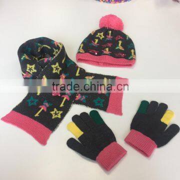 children scarf & glove sequins sets with pompons