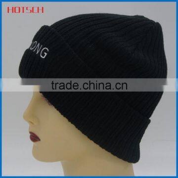 100% acrylic cheap black Ordinary embroidery beanie hats