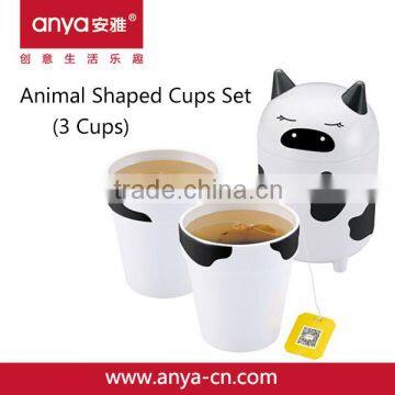 D706 creative animal product animal shaped three-in-one plastic melamine parent-child cup set with cover