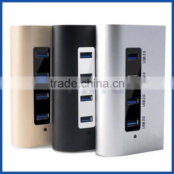 Fashion Aluminium Alloy USB 2.0 Hub 4 Port Adapter For Computer