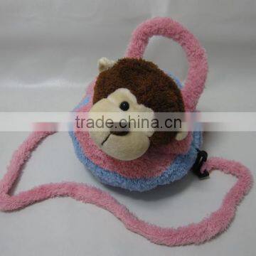 plush messenger sling bag/plush monkey shoulder bag/animal messenger sling bag for baby