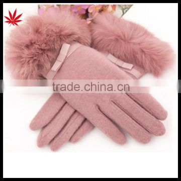 2015 fashion lady's fur rabbit woolen gloves