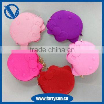 silicone made hello kitty purse shoulder shopping bag with chain