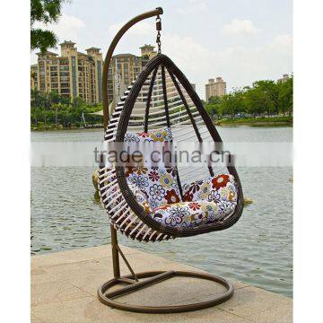 Indoor Rattan Egg Hanging Baby Kid's Patio Living Room Metal Garden Cane Wicker Swing Chair photo-2