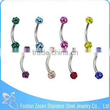 Double Crystal Balls Banana Barbell Fake Eyebrow Piercing