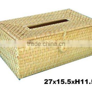 Bamboo and rattan tissue box with lid