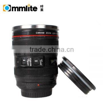 2nd Generation Camera Lens Tea Coffee Cup Mug Stainless Steel for Canon Black 24--105mm