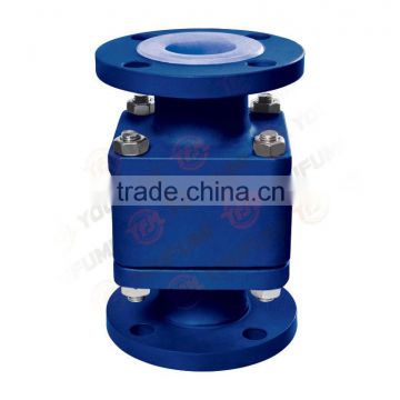 PFA lined floating ball lift type check valve low preesure