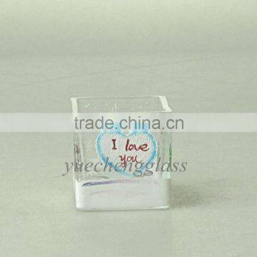 Cheap handmade clear square glass candle jars for christmas wholesale