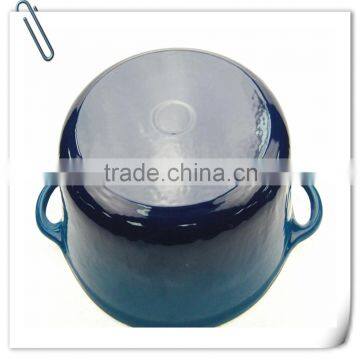 Chinese Blue Enamel Round Cast Iron Stew Casserole Pots