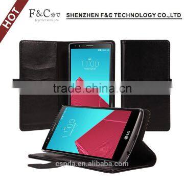 Shenzhen manufacturer back stand leather premium wallet case for LG G4 with stand 5.5 inch