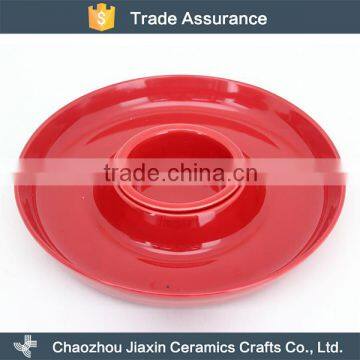 Factory price 2 section ceramic snack dish for family