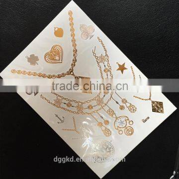 hot gold silver metallic foil skin jewelry tattoos temporary flash tatoos gold tatoos