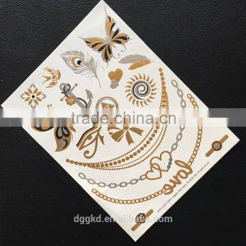 Hot Gold Silver Foil Tattoo Metallic Fashion Flash Tattoo Jewelry Body Temporary Tattoo Sticker/temporary Tatoo Sticker