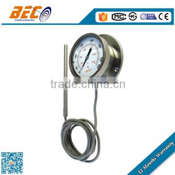 stainless steel gas filled capillary bimetal thermometer