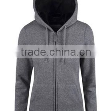 Ladies Full Zip Plain Hoody in Grey color