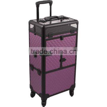 Pro 4 Wheels 2 in 1 Rolling Makeup Cosmetic Nail Case