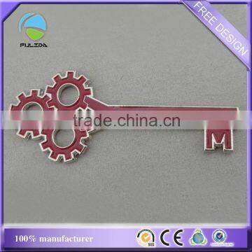 Custom Key Shaped Metal Red Enamel Promotional Pin Badge photo-2