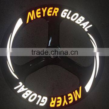 MeyerGlobal Reflective logo 700C carbon 3 spoke fixed gear front wheel for track bike