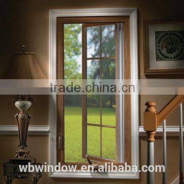 Latest house brown color uPVC crank open window grill design,uPVC crank window with chain winder,uPVC crank window for home