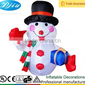 DJ-143 8ft black hat giant smile snowman with gift decoration christmas inflatable