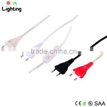 VDE 2 pin EU plug transparent switch with braided copper wire