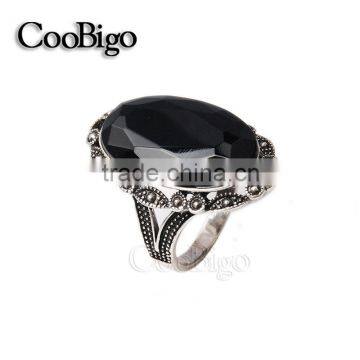 Fashion Jewelry Vintage Style Black Crystal Ring Women Wedding Party Show Gift Dresses Apparel Promotion Accessories