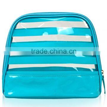 Fashion blue stripe print large volume PVC cosmetic bag, make up bag