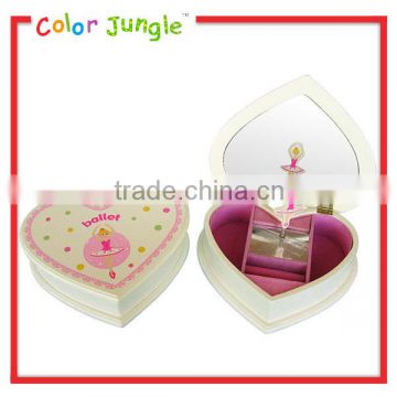 Heart shape Ballerina wooden jewelry music box lovely ballerina music box