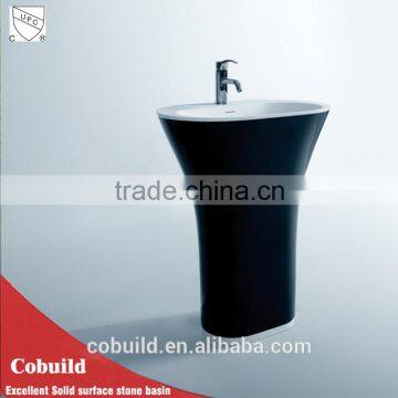 Black colour Credible quality washing freestanding basin,Pedestal Lavatory Sink