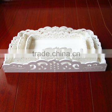 Shallow White Wood Tray With Many Size