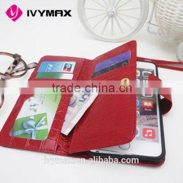 Free Samples Alligator Pattern PU Leather Flip Cover Wallet Case With Smart Texture Finish For Iphone 6 photo-5