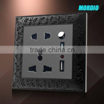 2015 NEW Design British Standard Zinc Alloy10A 250V 5pin MF Socket With 2USB Wall sw photo-2
