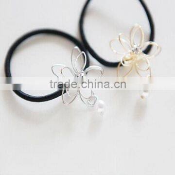 Korean Fashion Hollow Out Iron Flower Imitation Pearls Pendant Hair Bands For Girls Hair Clip Accessories photo-4
