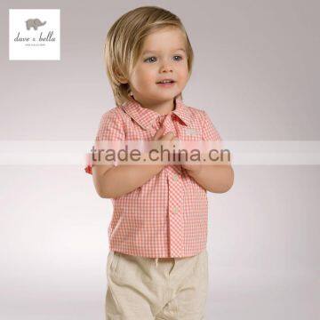 DB3468 dave bella summer baby boy plaid shirt infant clothes toddle tops baby cotton shirt boy handsome tee